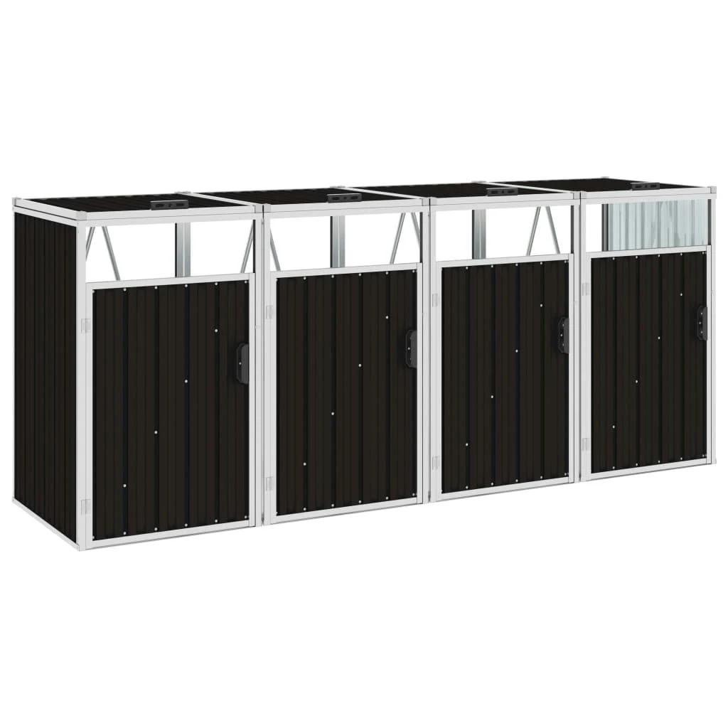 VidaXL Mülltonnenbox Für 4 Mülltonnen Anthrazit 286×81×121 Cm Stahl 4 VidaXL Mülltonnenbox Für 4 Mülltonnen Anthrazit 286×81×121 Cm Stahl – Bild 2