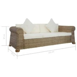 VidaXL 3-Sitzer-Sofa Mit Polstern Natürliches Rattan -VidaXL 06f2217b 3c78 472d a2f2 b894164fb049