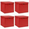 VidaXL Aufbewahrungsboxen Mit Deckel 4 Stk. Rot 32×32×32cm Stoff -VidaXL 09016320 32f5 4eda 8f71 8bea2be96b40 1