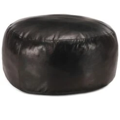 VidaXL Pouf Schwarz 60 X 30 Cm Echtes Ziegenleder