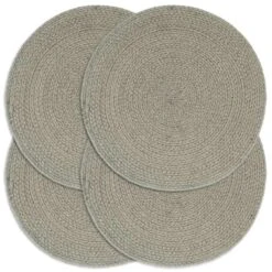 VidaXL Tischsets 4 Stk. Uni Grau 38 Cm Rund Baumwolle