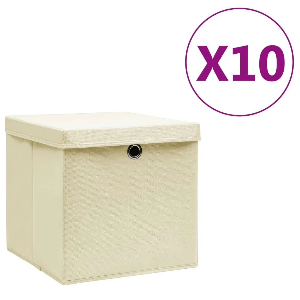 VidaXL Aufbewahrungsboxen Mit Deckeln 10 Stk. 28x28x28 Cm Weiß 5 VidaXL Aufbewahrungsboxen Mit Deckeln 10 Stk. 28x28x28 Cm Weiß – Bild 3