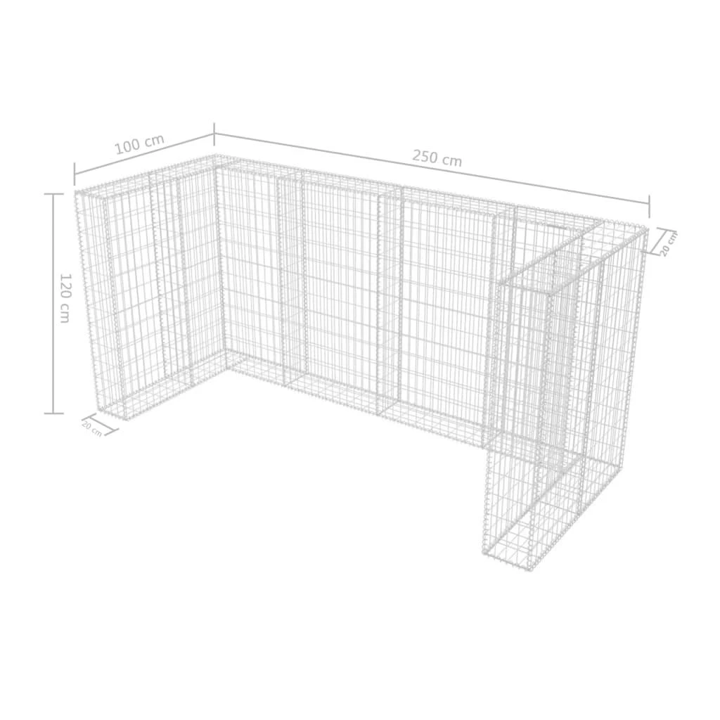 VidaXL Gabionen-Mülltonnenverkleidung Für 3 Tonnen Stahl 250x100x120cm 8 VidaXL Gabionen-Mülltonnenverkleidung Für 3 Tonnen Stahl 250x100x120cm – Bild 6