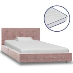 VidaXL Bett Mit Memory-Schaum-Matratze Rosa Samt 90 X 200 Cm