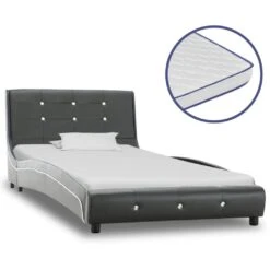 VidaXL Bett Mit Memory-Schaum-Matratze Grau Kunstleder 90×200cm