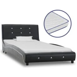 VidaXL Bett Mit Memoryschaum-Matratze Schwarz Kunstleder 90×200 Cm