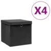 VidaXL Aufbewahrungsboxen Mit Deckeln 4 Stk. 28x28x28 Cm Schwarz -VidaXL 168d012a 65d1 4b84 8868 e341f0af487a