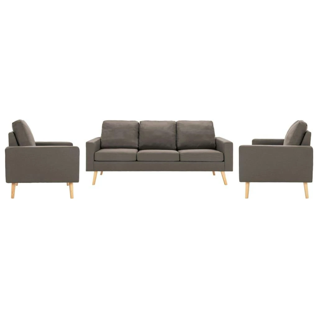 VidaXL 3-tlg. Sofagarnitur Stoff Taupe 3 VidaXL 3-tlg. Sofagarnitur Stoff Taupe