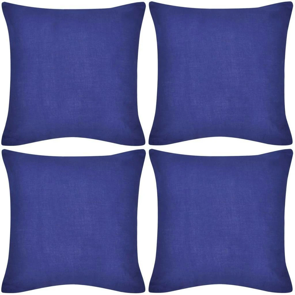 VIDAXL 4 Blaue Kissenbezüge Baumwolle 80 X 80 Cm 3 VIDAXL 4 Blaue Kissenbezüge Baumwolle 80 X 80 Cm