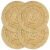 VidaXL Tischsets 4 Stk. Uni Natur 38 Cm Rund Jute