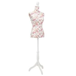 VIDAXL Damenbüste Schneiderpuppe Büste Torso Mannequin Baumwolle Weiß Rose