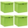 VidaXL Aufbewahrungsboxen Mit Deckel 4 Stk. Grün 32×32×32 Cm Stoff -VidaXL 22e9a031 eec7 4d39 96bc a10b1513a24a 6