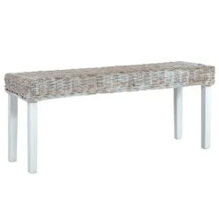 VidaXL Sitzbank 160 Cm Weiß Natur Kubu-Rattan Und Massivholz Mango -VidaXL 234958e3 9a8e 402c a4ea 020ec7795814 3