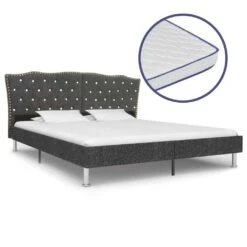 VidaXL Bett Mit Memory-Schaum-Matratze Dunkelgrau Stoff 180×200 Cm