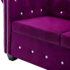 VidaXL Chesterfield Sofa L-förmig Samtbezug 199x142x72 Cm Lila -VidaXL 265b211c 8e76 430b a619 bbd55ef175dd
