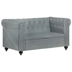 VidaXL Chesterfield Sofa 2-Sitzer Samtbezug 146 X 75 X 72 Cm Grau -VidaXL 2c76b883 7621 4f8a b1af 48b306afa995