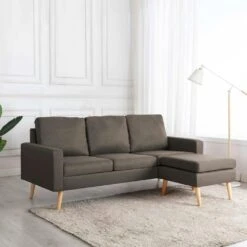 VidaXL 3-Sitzer-Sofa Mit Hocker Taupe Stoff