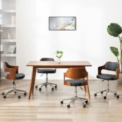 VidaXL Drehbare Esszimmerstühle 4 Stk. Schwarz Bugholz Und Kunstleder -VidaXL 32258e52 646a 4ace bd5a d74c724c1567