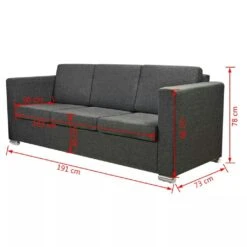 VidaXL 3-Sitzer Sofa Stoff Dunkelgrau -VidaXL 36d32803 0bf8 4a28 b385 249839c0386a