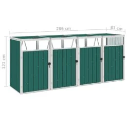 VidaXL Mülltonnenbox Für 4 Mülltonnen Grün 286×81×121 Cm Stahl -VidaXL 3726d2bf 4a4e 4a73 89c2 0ee524d19cb4 1