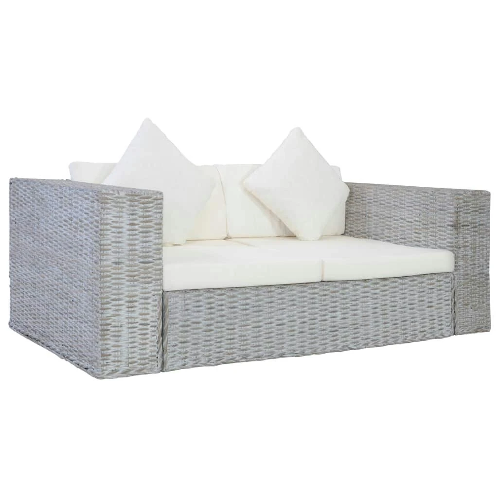 VidaXL 2-tlg. Sofagarnitur Mit Auflagen Grau Natur Rattan 4 VidaXL 2-tlg. Sofagarnitur Mit Auflagen Grau Natur Rattan – Bild 2