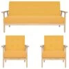 VidaXL 3-tlg. Sofagarnitur Stoff Gelb
