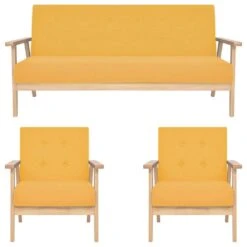 VidaXL 3-tlg. Sofagarnitur Stoff Gelb