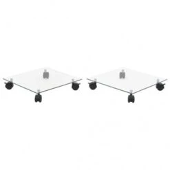 VidaXL Pflanzenständer Mit Rollen 2 Stück Hartglas : Form - Quadrat, Größe - 35 Cm
