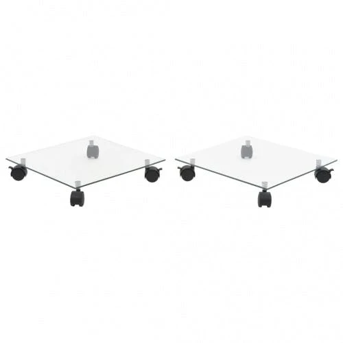 VidaXL Pflanzenständer Mit Rollen 2 Stück Hartglas : Form - Quadrat, Größe - 35 Cm 3 VidaXL Pflanzenständer Mit Rollen 2 Stück Hartglas : Form - Quadrat, Größe - 35 Cm