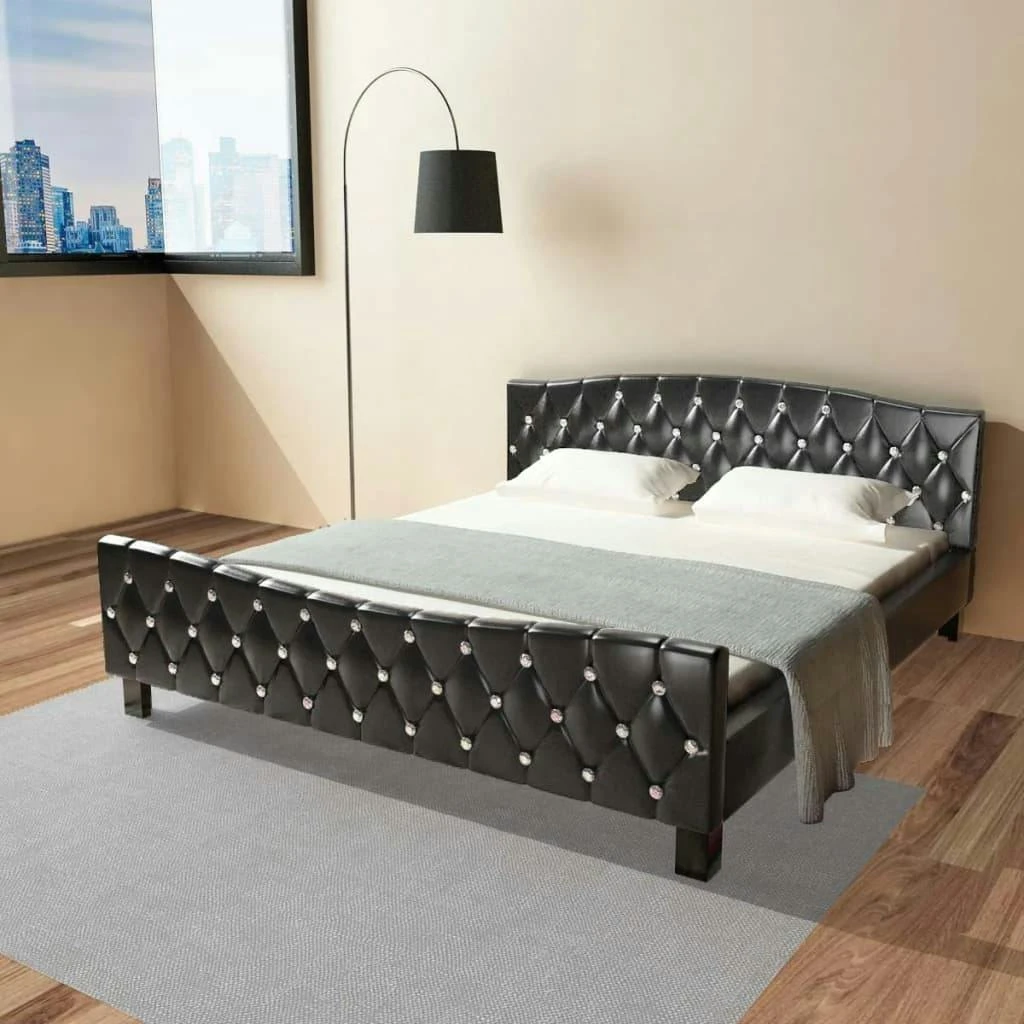 VidaXL Bett Mit Memory-Schaum-Matratze Schwarz Kunstleder 180×200 Cm 3 VidaXL Bett Mit Memory-Schaum-Matratze Schwarz Kunstleder 180×200 Cm