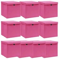 VidaXL Aufbewahrungsboxen Mit Deckel 10 Stk. Rosa 32×32×32cm Stoff