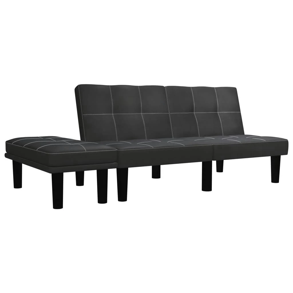 VidaXL 2-Sitzer-Sofa Leder Mit Akazienholz Schwarz 7 VidaXL 2-Sitzer-Sofa Leder Mit Akazienholz Schwarz – Bild 5