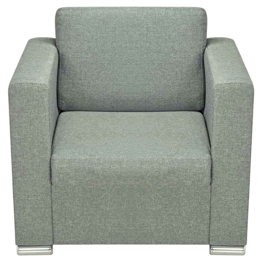 VidaXL Dreiteilige Sofagarnitur Stoff Hellgrau 6 VidaXL Dreiteilige Sofagarnitur Stoff Hellgrau – Bild 4