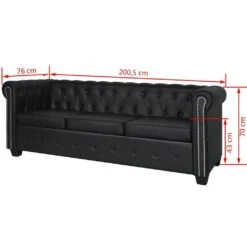VidaXL Chesterfield Sofa 2-Sitzer Und 3-Sitzer Kunstleder Schwarz -VidaXL 4e24e155 9966 41a9 aaad 44dfb921498a