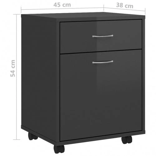 Rollschrank Spanplatte V1 | VidaXL : Farbe - Hochglanz-Grau 8 Rollschrank Spanplatte V1 | VidaXL : Farbe - Hochglanz-Grau – Bild 6