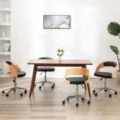 VidaXL Drehbare Esszimmerstühle 4 Stk. Schwarz Bugholz Und Kunstleder -VidaXL 5b72a68d 1b00 4fb3 80c5 79a9e11a3004