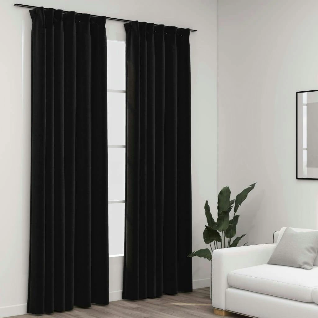 VidaXL Verdunkelungsvorhänge Mit Haken 2 Stk. Schwarz 140x175cm 5 VidaXL Verdunkelungsvorhänge Mit Haken 2 Stk. Schwarz 140x175cm – Bild 3