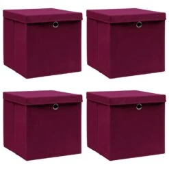 VidaXL Aufbewahrungsboxen Mit Deckel 4 Stk. Rot 32×32×32cm Stoff -VidaXL 5cb6e187 d8ce 486a 8b4e 77b8c8340a48 1