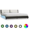 VidaXL Bettgestell Mit LED Grau Und Weiß Kunstleder 160 X 200 Cm