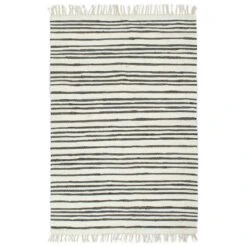 VidaXL Handgewebter Chindi-Teppich Baumwolle 160x230cm Anthrazit Weiß