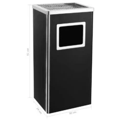 VidaXL Mülleimer Mit Aschenbecher Hotel 45 L Stahl Schwarz -VidaXL 64b67c2f 0499 4968 8ef1 9d939f46a3b4