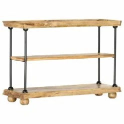 VidaXL Bücherregal 2 Fächer 110x35x75 Cm Massivholz Mango Und Stahl