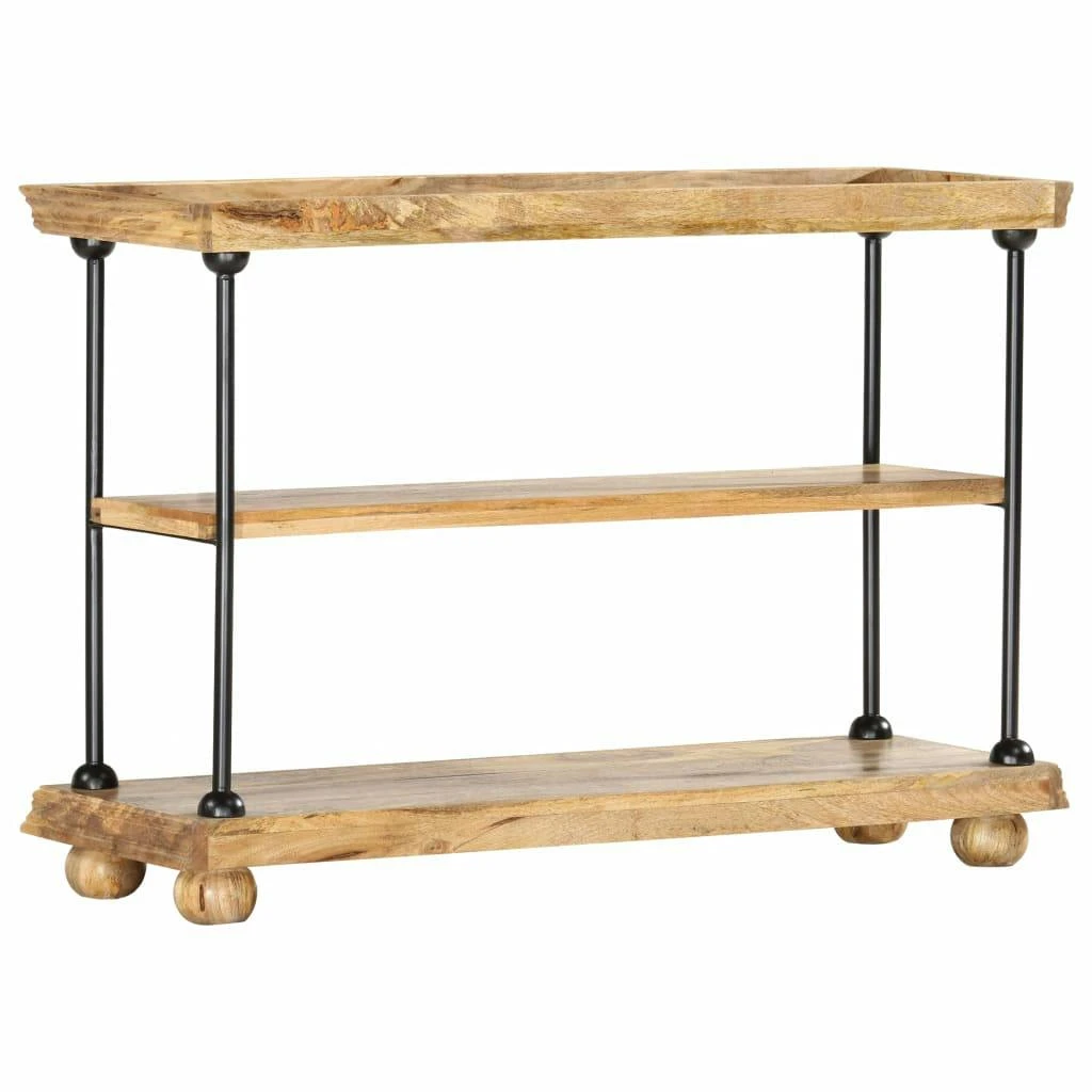 VidaXL Bücherregal 2 Fächer 110x35x75 Cm Massivholz Mango Und Stahl 3 VidaXL Bücherregal 2 Fächer 110x35x75 Cm Massivholz Mango Und Stahl