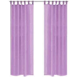 VidaXL Vorhänge Aus Voile 2 Stk. Mit Schlaufen 140 X 225 Cm Lila
