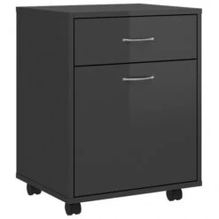 Rollschrank Spanplatte V1 | VidaXL : Farbe - Hochglanz-Grau