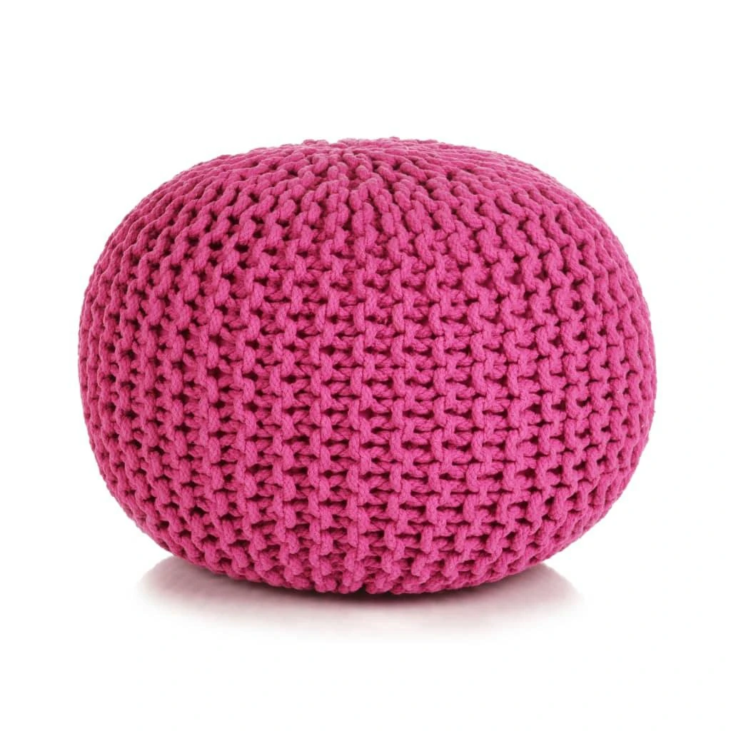 VidaXL Handgestrickter Pouf Baumwolle 50 X 35 Cm Rosa 3 VidaXL Handgestrickter Pouf Baumwolle 50 X 35 Cm Rosa