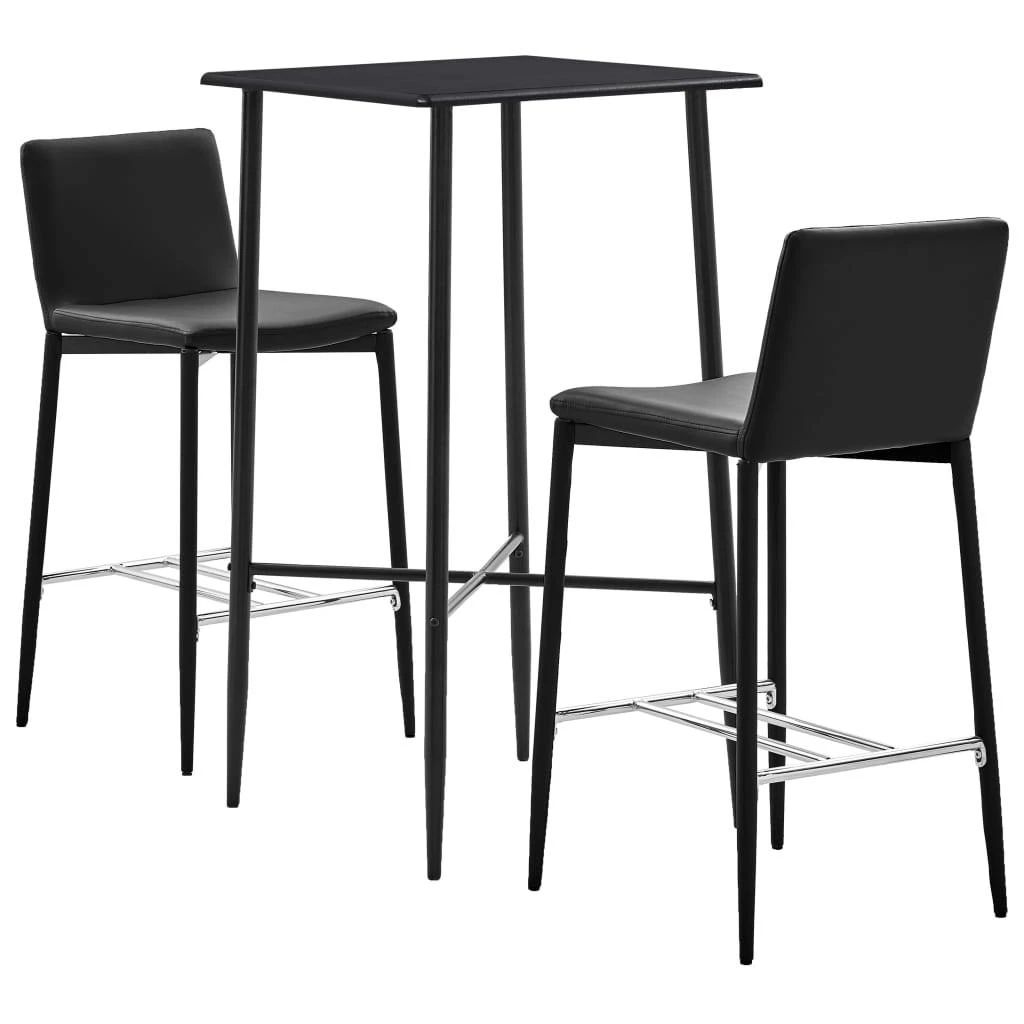 VidaXL 3-tlg. Bar-Set Kunstleder Schwarz 4 VidaXL 3-tlg. Bar-Set Kunstleder Schwarz – Bild 2