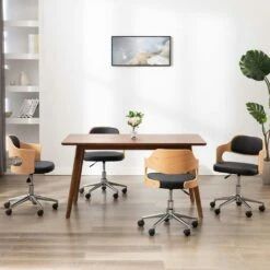 VidaXL Drehbare Esszimmerstühle 4 Stk. Schwarz Bugholz Und Kunstleder -VidaXL 74749b3e b5be 427c b7af c857537dc88e