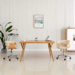 VidaXL Drehbare Esszimmerstühle 2 Stk. Creme Kunstleder