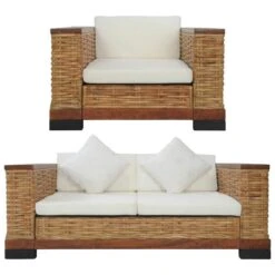 VidaXL 3-tlg. Sofagarnitur Mit Auflagen Braun Natur Rattan 13 VidaXL 3-tlg. Sofagarnitur Mit Auflagen Braun Natur Rattan -VidaXL 7cc1019b 194a 43a7 9fcc f54b3af6e736 1
